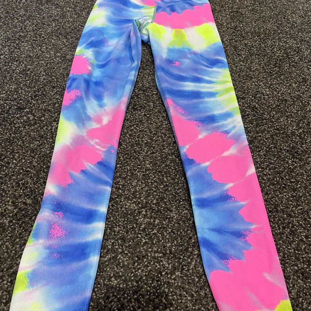 Beach Riot Vibrant Tie-Dye Leggings in Blue, Pink, and Yellow